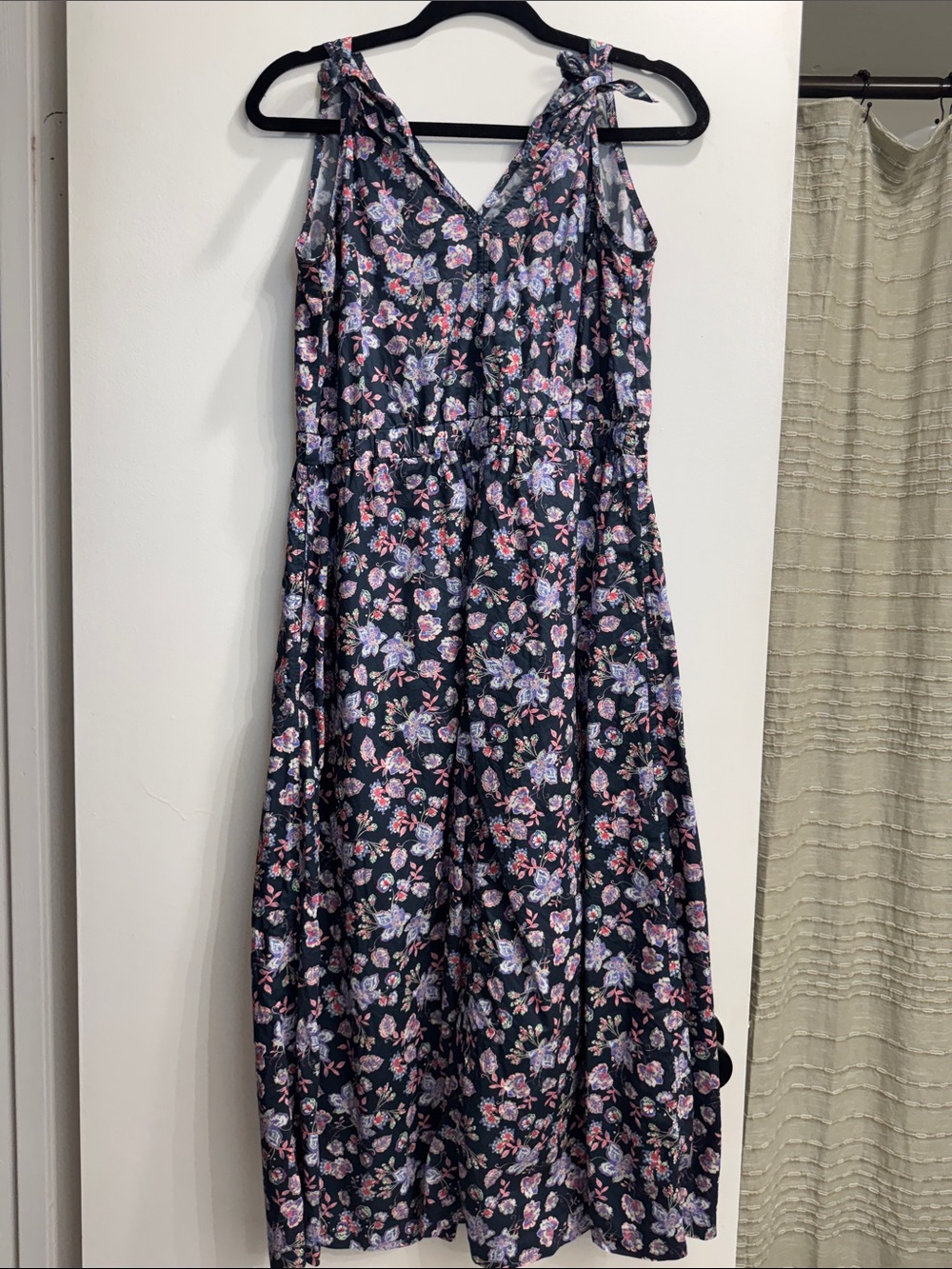 Nation LTD Navy Floral Tie-Shoulder Midi Dress